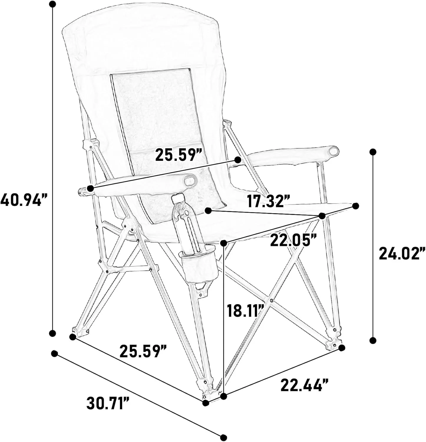 Portable Folding Camping Chair, High Back Design, 250 lbs Capacity, Cup Holder, Red (red)