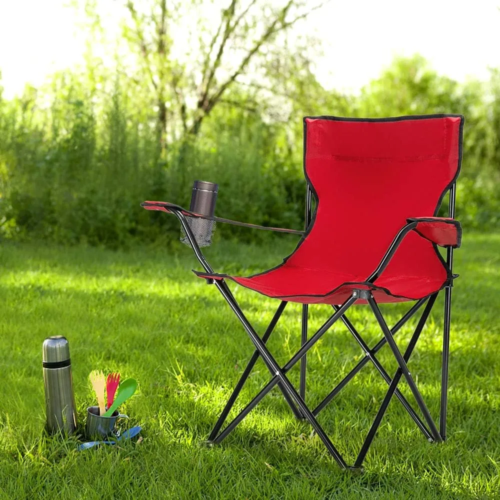 Portable Folding Camping Outdoor Beach Camp Chair, Sports Chair, Outdoor Chair & Lawn Chair (Style 1-Red)