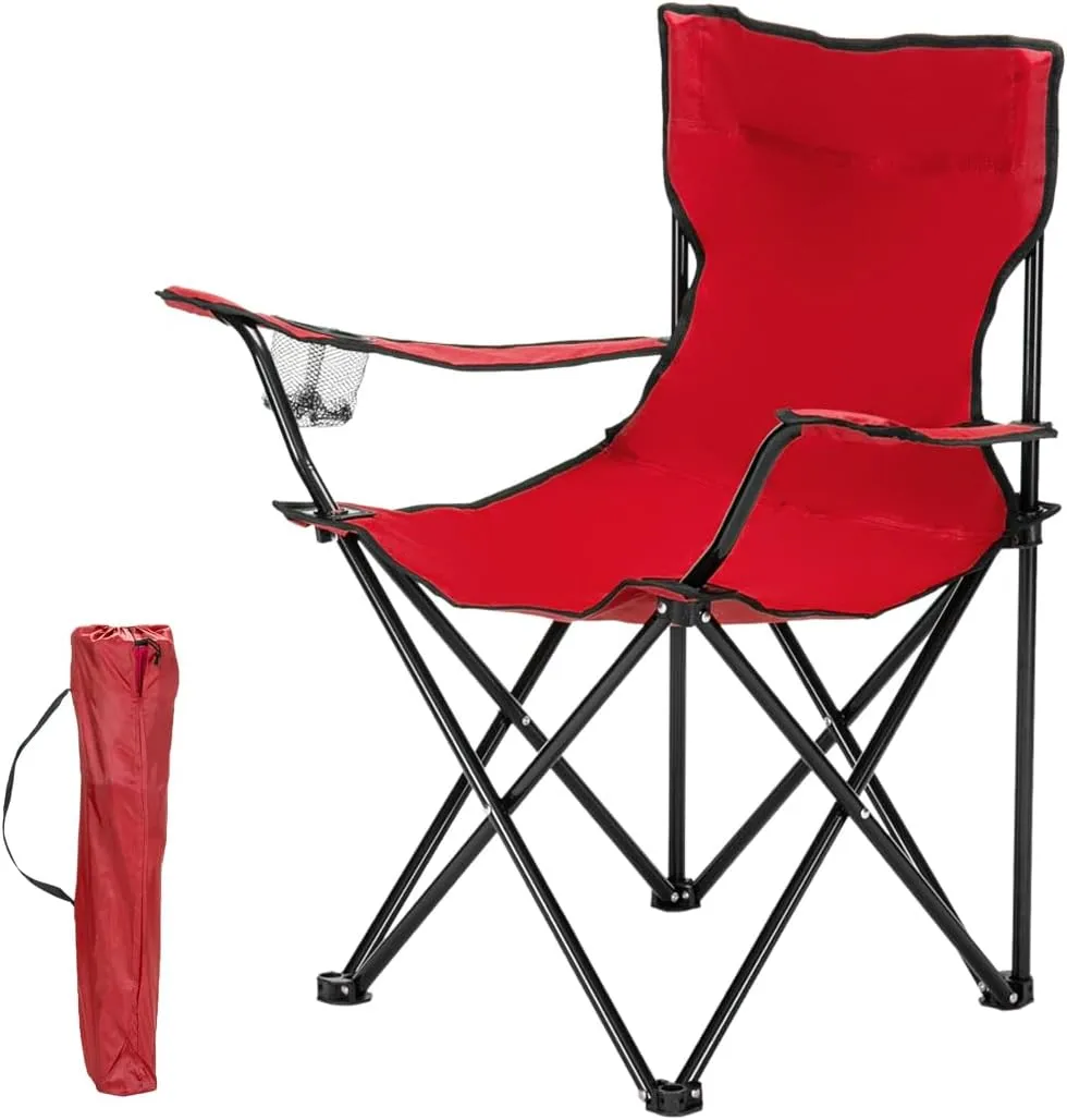 Portable Folding Camping Outdoor Beach Camp Chair, Sports Chair, Outdoor Chair & Lawn Chair (Style 1-Red)