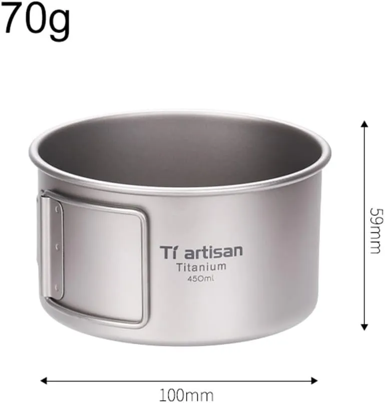 Portable Folding Handle Bowl for Outdoor Dining, 450ml and 600ml Options for Camping and Backpacking (450ml bowl no lid)