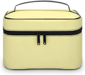 Portable Make Bag, Elegant Solid Color Cream Cosmetic Case Portable Cosmetic Portable Organizer for Men & Women