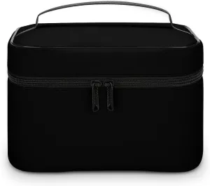 Portable Make Bag, Solid Color Black Cosmetic Case Portable Cosmetic Portable Organizer for Men & Women