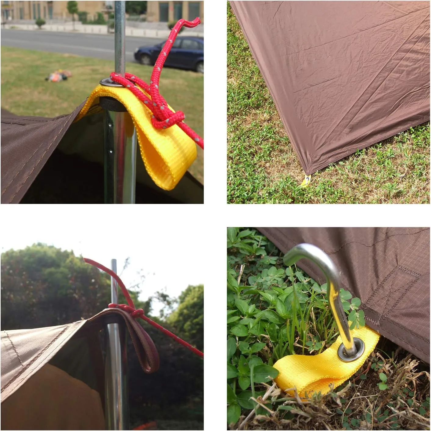 Portable Tarp for Hammock Tent Shelter Backpacking Camping Outdoor Picnic Hiking Travel (Coffee, 3 x 5 M, for 6-7 People)