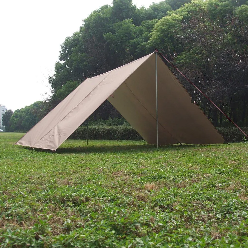 Portable Tarp for Hammock Tent Shelter Backpacking Camping Outdoor Picnic Hiking Travel (Coffee, 3 x 5 M, for 6-7 People)