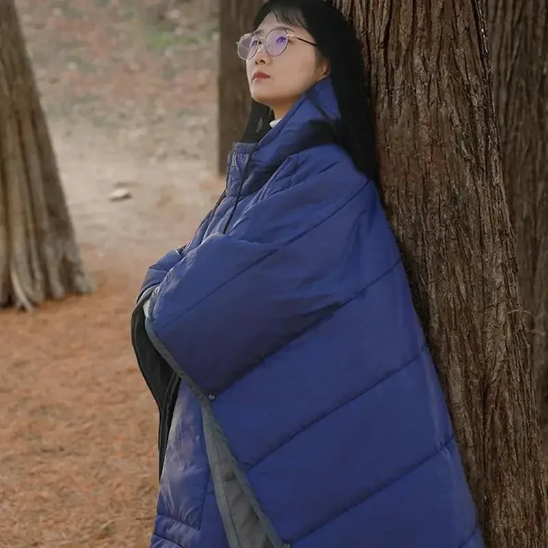 Portable Water-resistant Cloak Style Sleeping Bag - Winter Thickened and Wearable
