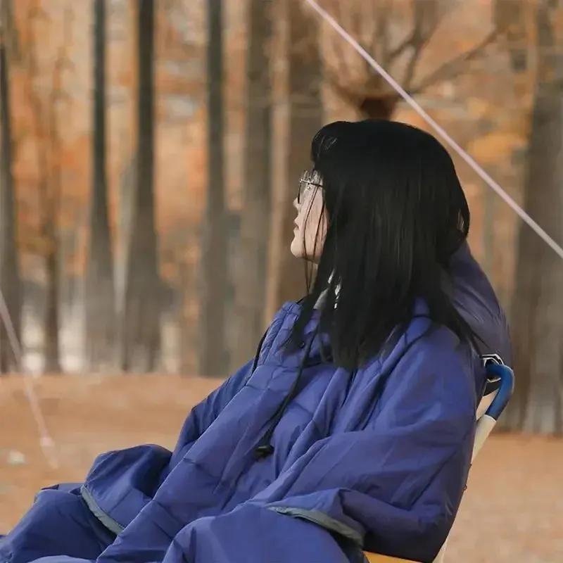 Portable Water-resistant Cloak Style Sleeping Bag - Winter Thickened and Wearable