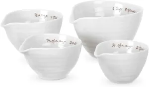Portmeirion Sophie Conran White Measuring Cups | Set of 4 Measuring Cups for Kitchen and Baking in Assorted Sizes | Made from Fine Porcelain | Dishwasher Safe