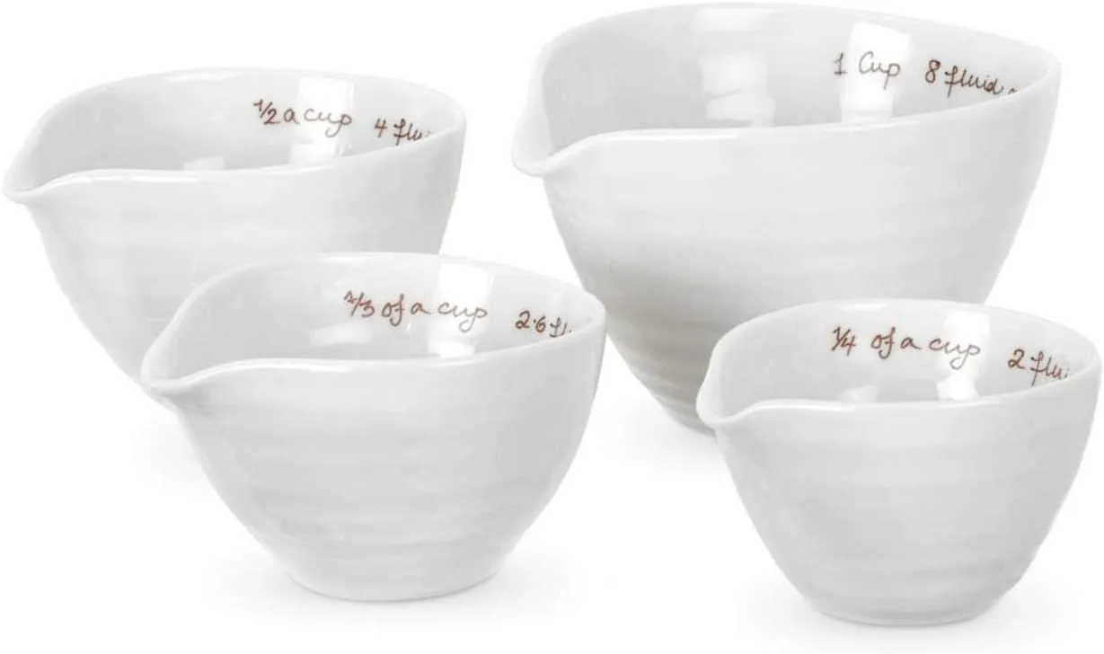 Portmeirion Sophie Conran White Measuring Cups | Set of 4 Measuring Cups for Kitchen and Baking in Assorted Sizes | Made from Fine Porcelain | Dishwasher Safe