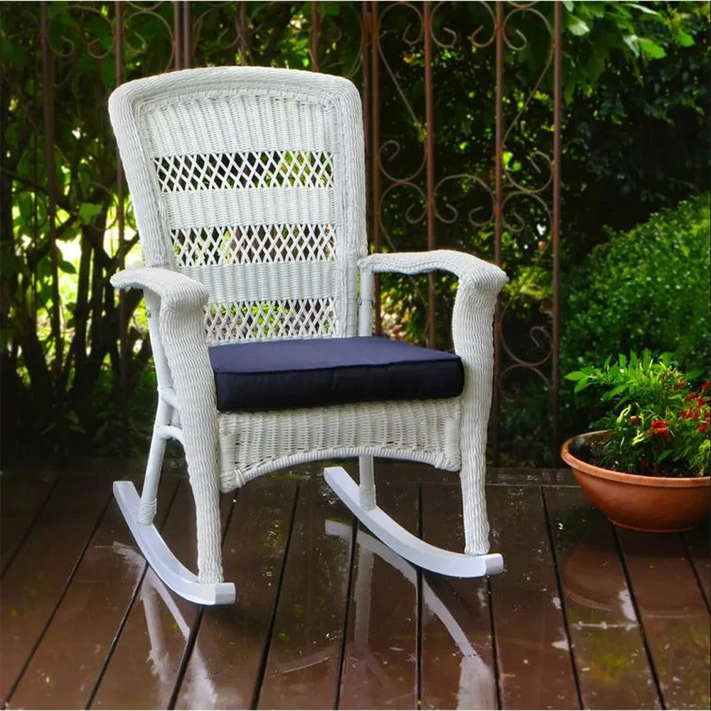 Portside Plantation Wicker Rocking Chair and Side Table