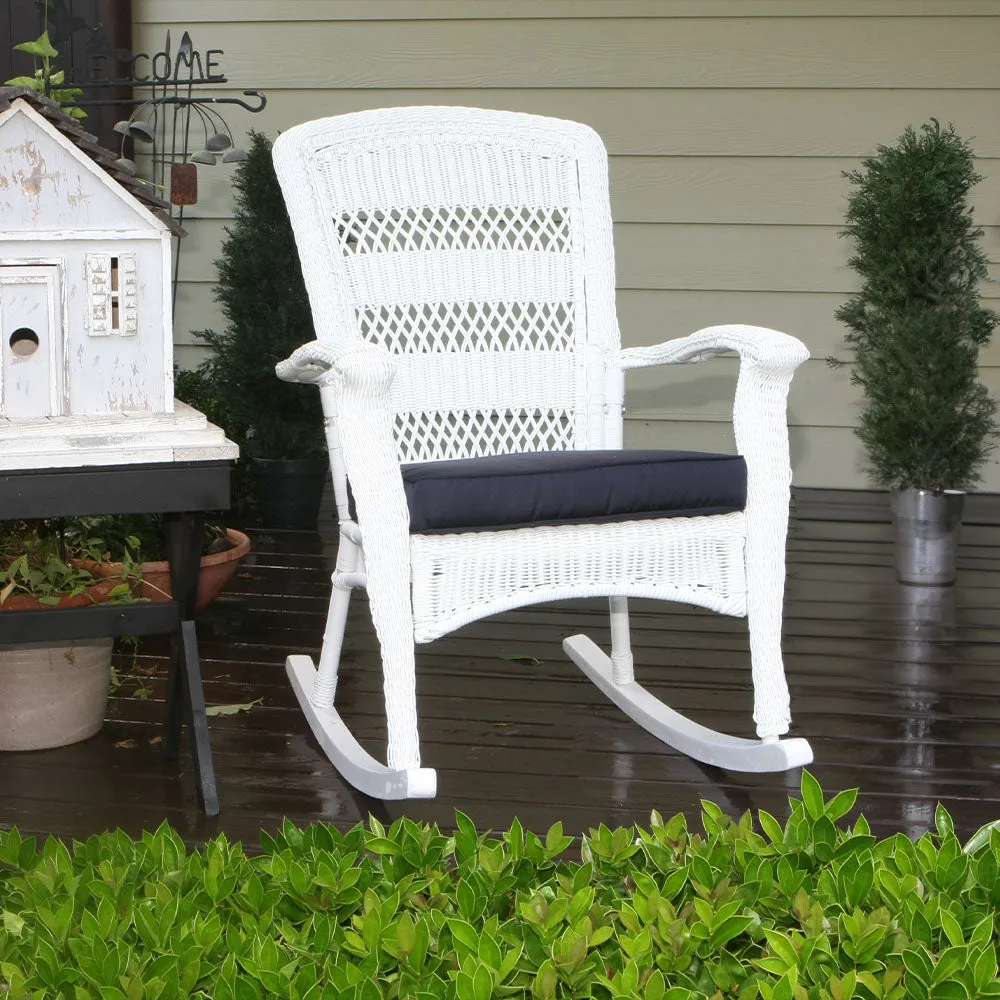 Portside Plantation Wicker Rocking Chair and Side Table