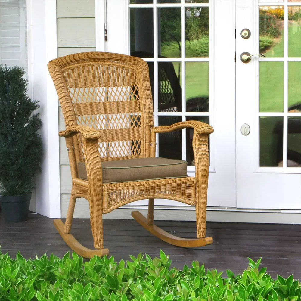 Portside Plantation Wicker Rocking Chair and Side Table