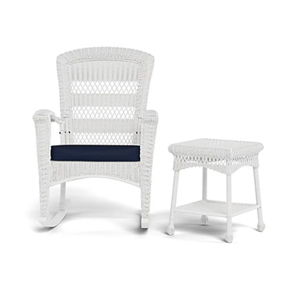 Portside Plantation Wicker Rocking Chair and Side Table