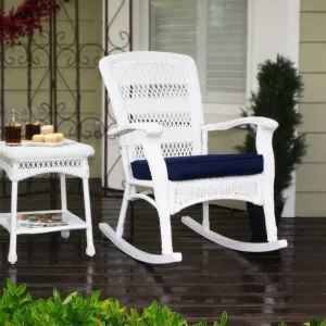 Portside Plantation Wicker Rocking Chair and Side Table