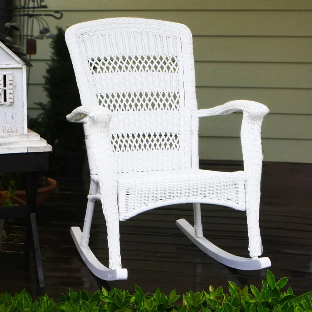 Portside Plantation Wicker Rocking Chair and Side Table