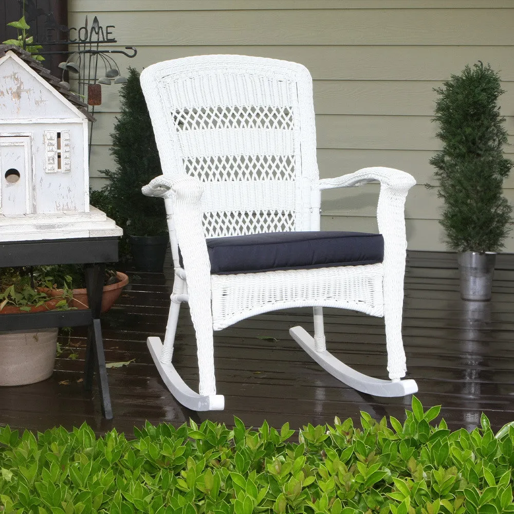Portside Plantation Wicker Rocking Chair and Side Table
