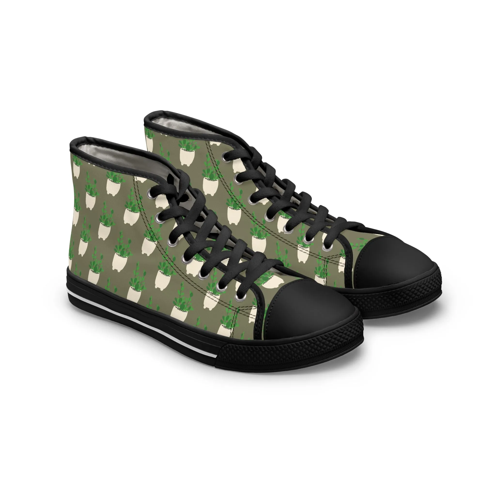 Potted Chinese Money Plant Women's High Top Sneakers