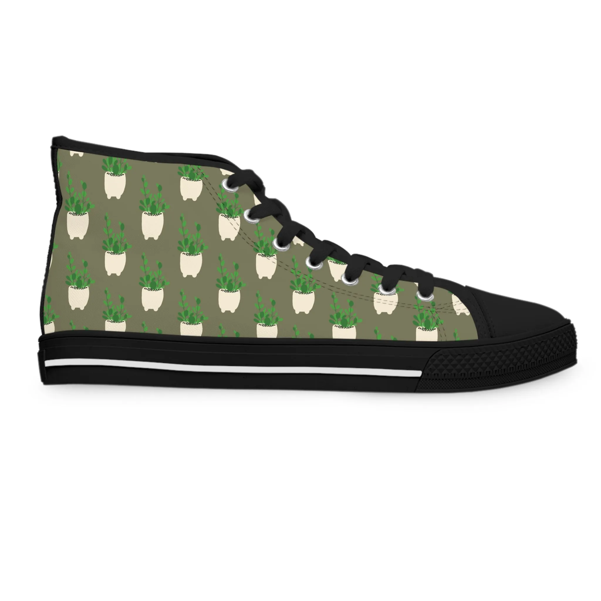 Potted Chinese Money Plant Women's High Top Sneakers