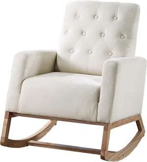 Poundex Upholstered Button Tufted Rocker Chair