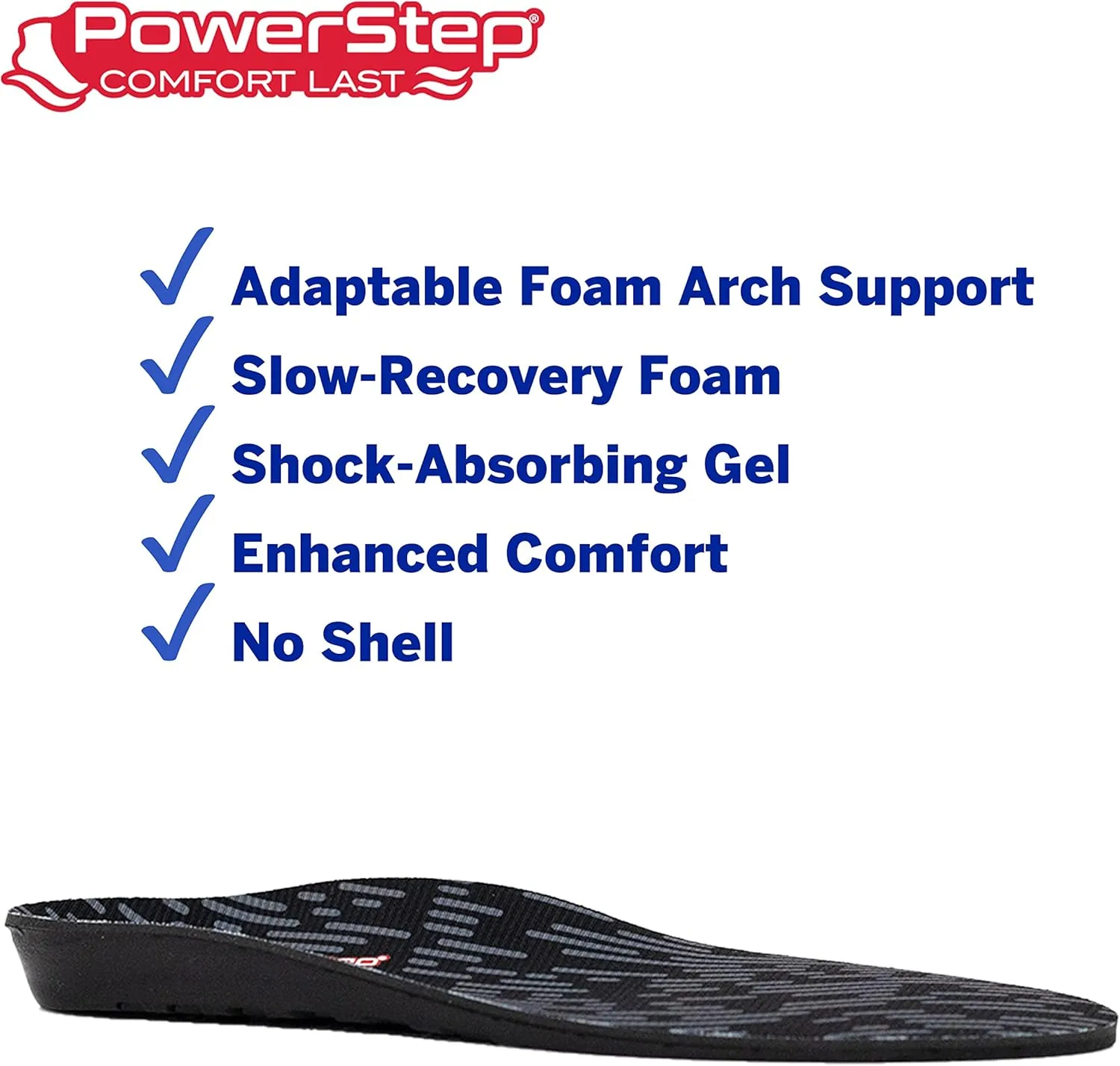 Powerstep Unisex Adult Comfortlast Insole, Black/Red, Men S 5-6.5 / Women S 7-8.5 US