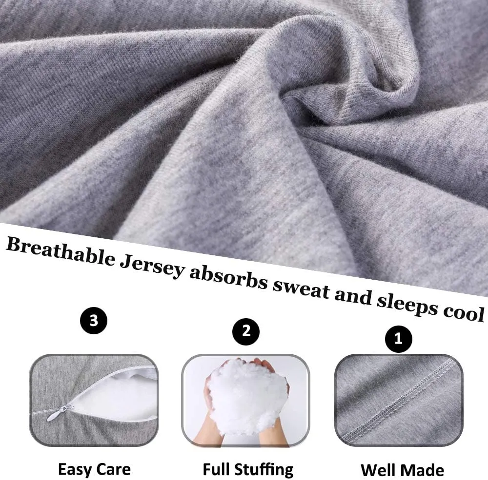 Pregnancy Pillow, C Shaped Full Body Pillow for Maternity Support, Pregnant Women Sleeping Pillow with Jersey Cover (Light Grey)