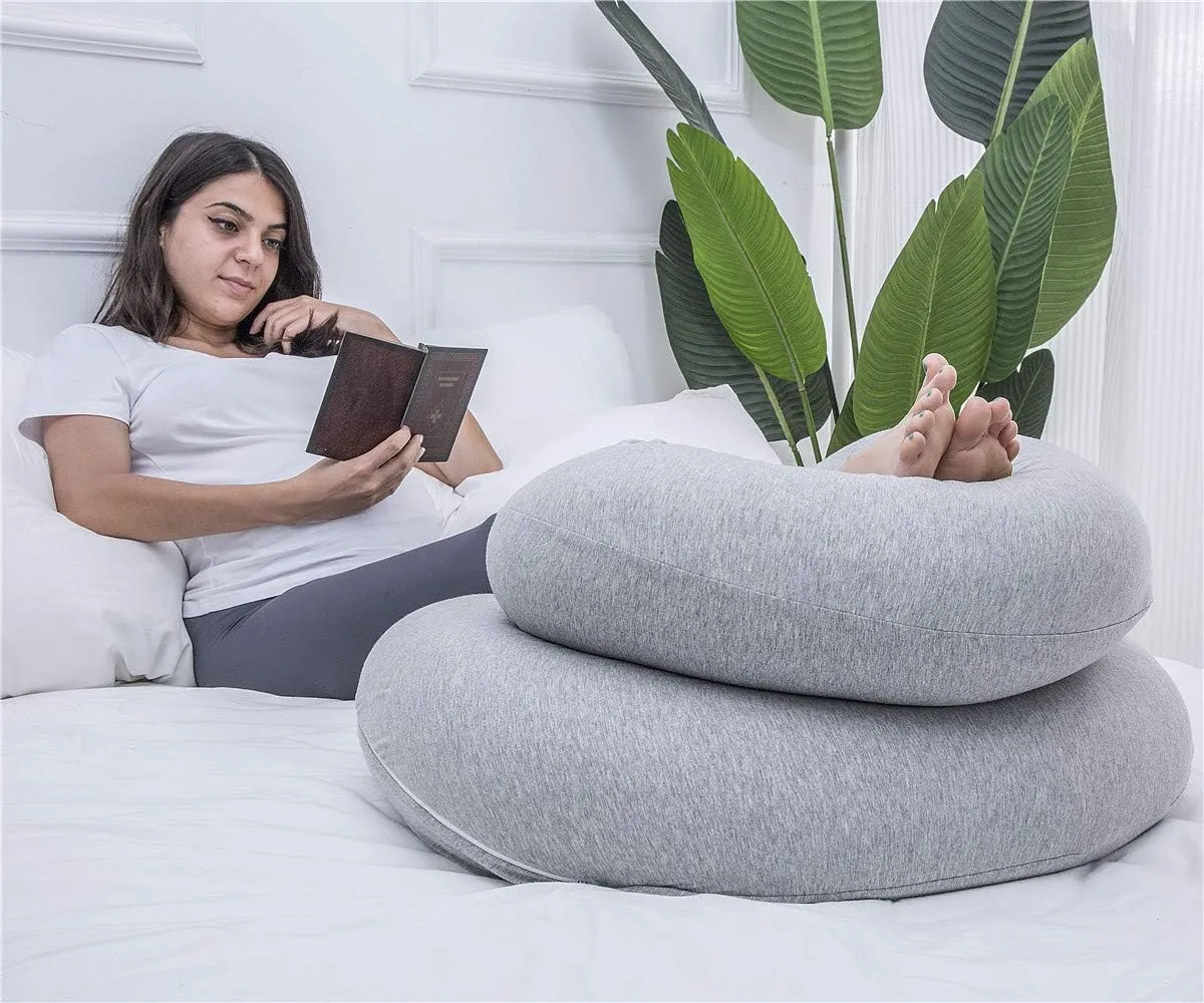 Pregnancy Pillow, C Shaped Full Body Pillow for Maternity Support, Pregnant Women Sleeping Pillow with Jersey Cover (Light Grey)