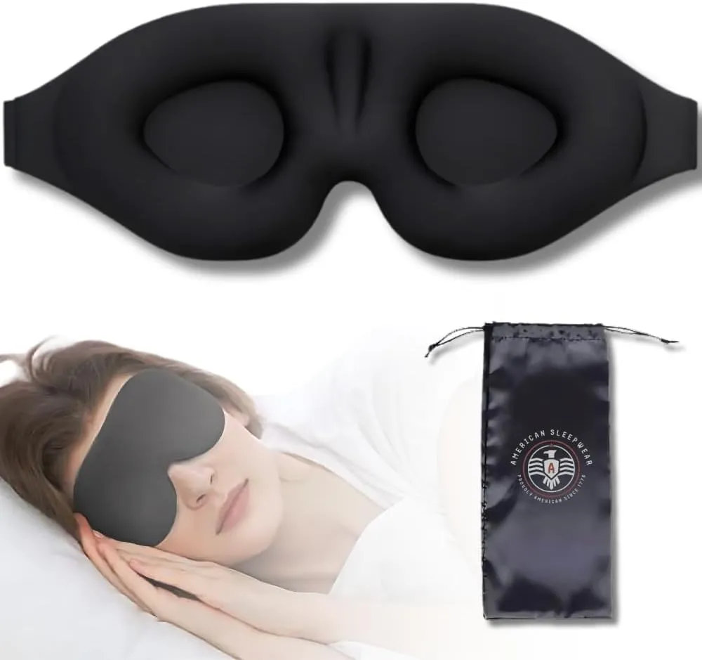 Premium American Sleepwear™ Sleep Mask - Memory Foam Eye Mask for Sleeping, Travel Sleep Mask, Comfortable Night Mask, Blindfold for Sleep, Light Blocking Sleeping Mask for Men and Women.