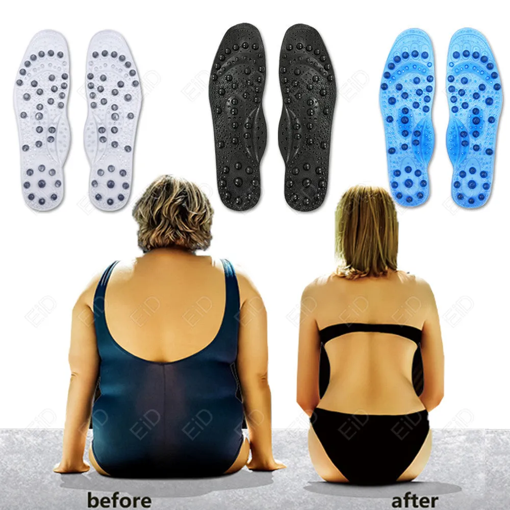 Premium Foot Acupressure Insoles with 68 Magnet Therapy – Breathable Sports Cushion Inserts for Body Detox, Pain Relief, and Improved Circulation – Available in Transparent, Blue, Black Sizes S/L