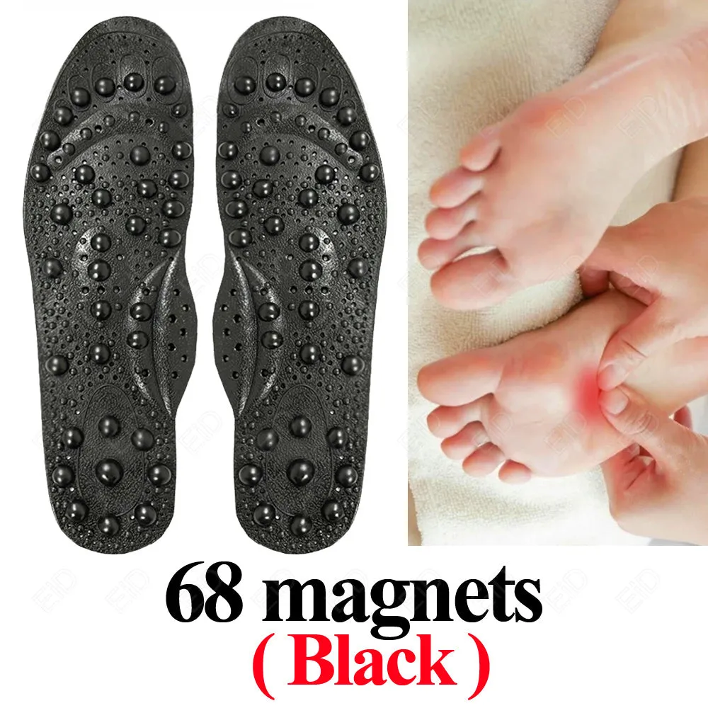 Premium Foot Acupressure Insoles with 68 Magnet Therapy – Breathable Sports Cushion Inserts for Body Detox, Pain Relief, and Improved Circulation – Available in Transparent, Blue, Black Sizes S/L