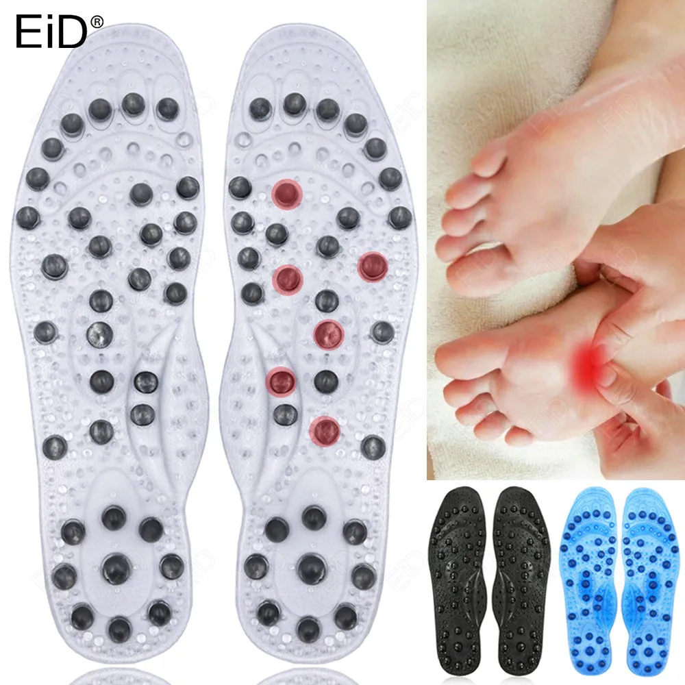 Premium Foot Acupressure Insoles with 68 Magnet Therapy – Breathable Sports Cushion Inserts for Body Detox, Pain Relief, and Improved Circulation – Available in Transparent, Blue, Black Sizes S/L