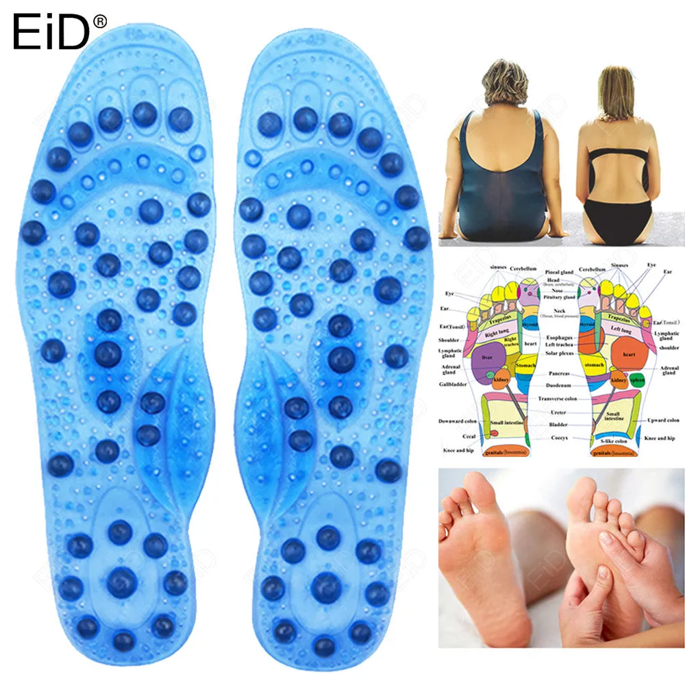 Premium Foot Acupressure Insoles with 68 Magnet Therapy – Breathable Sports Cushion Inserts for Body Detox, Pain Relief, and Improved Circulation – Available in Transparent, Blue, Black Sizes S/L