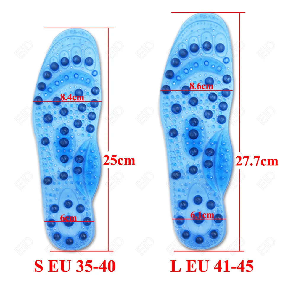 Premium Foot Acupressure Insoles with 68 Magnet Therapy – Breathable Sports Cushion Inserts for Body Detox, Pain Relief, and Improved Circulation – Available in Transparent, Blue, Black Sizes S/L