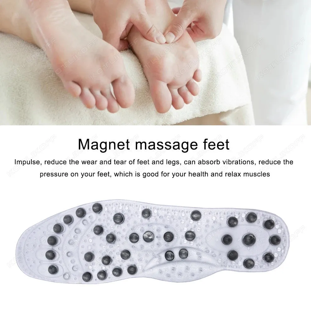 Premium Foot Acupressure Insoles with 68 Magnet Therapy – Breathable Sports Cushion Inserts for Body Detox, Pain Relief, and Improved Circulation – Available in Transparent, Blue, Black Sizes S/L
