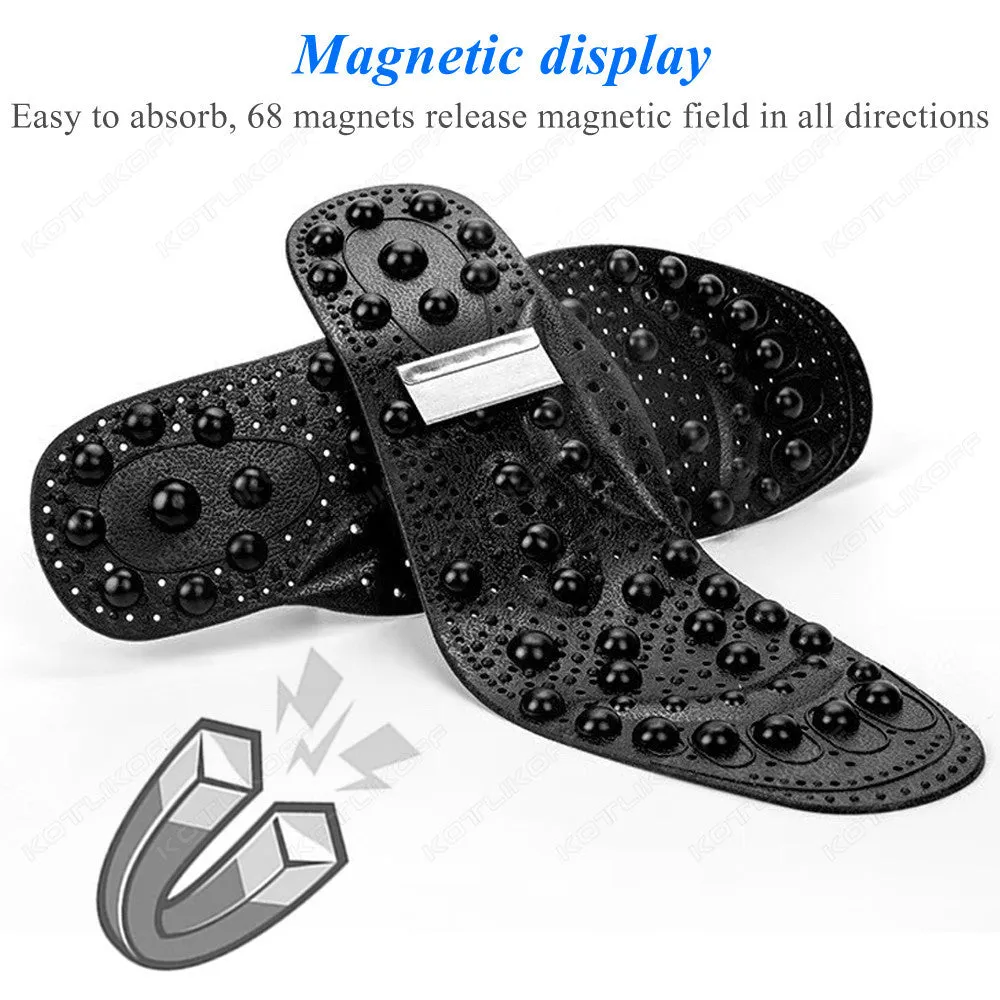 Premium Foot Acupressure Insoles with 68 Magnet Therapy – Breathable Sports Cushion Inserts for Body Detox, Pain Relief, and Improved Circulation – Available in Transparent, Blue, Black Sizes S/L