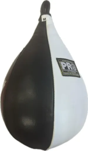 Professional Grade Ultra Leather Speed Bag, Medium, Black/White |Reflex Bag | Velocity Training | pear Bag | Boxing |Striking Bag | Punching Bag | Light Bag |