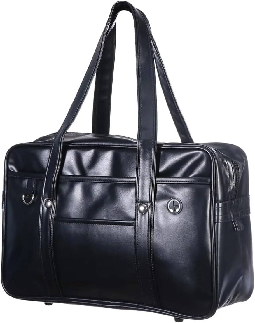 Pu Handbag for Japanese Uniform Shoulder Bag Large Capacity Waterproof Commuter Bag for Women Men