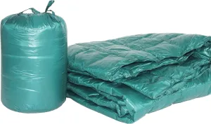 PUFF 50" x 70" High Loft Down Indoor/Outdoor Water Resistant Throw with Extra Strong Nylon Cover, Peacock