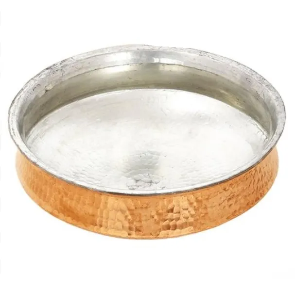 Pure Copper Hammered Dum Biryani Handi Lagan for Serving & Cooking with Kalai, 22" Diameter, 25 L, Heavy Duty