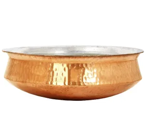 Pure Copper Hammered Dum Biryani Handi Lagan for Serving & Cooking with Kalai, 22" Diameter, 25 L, Heavy Duty