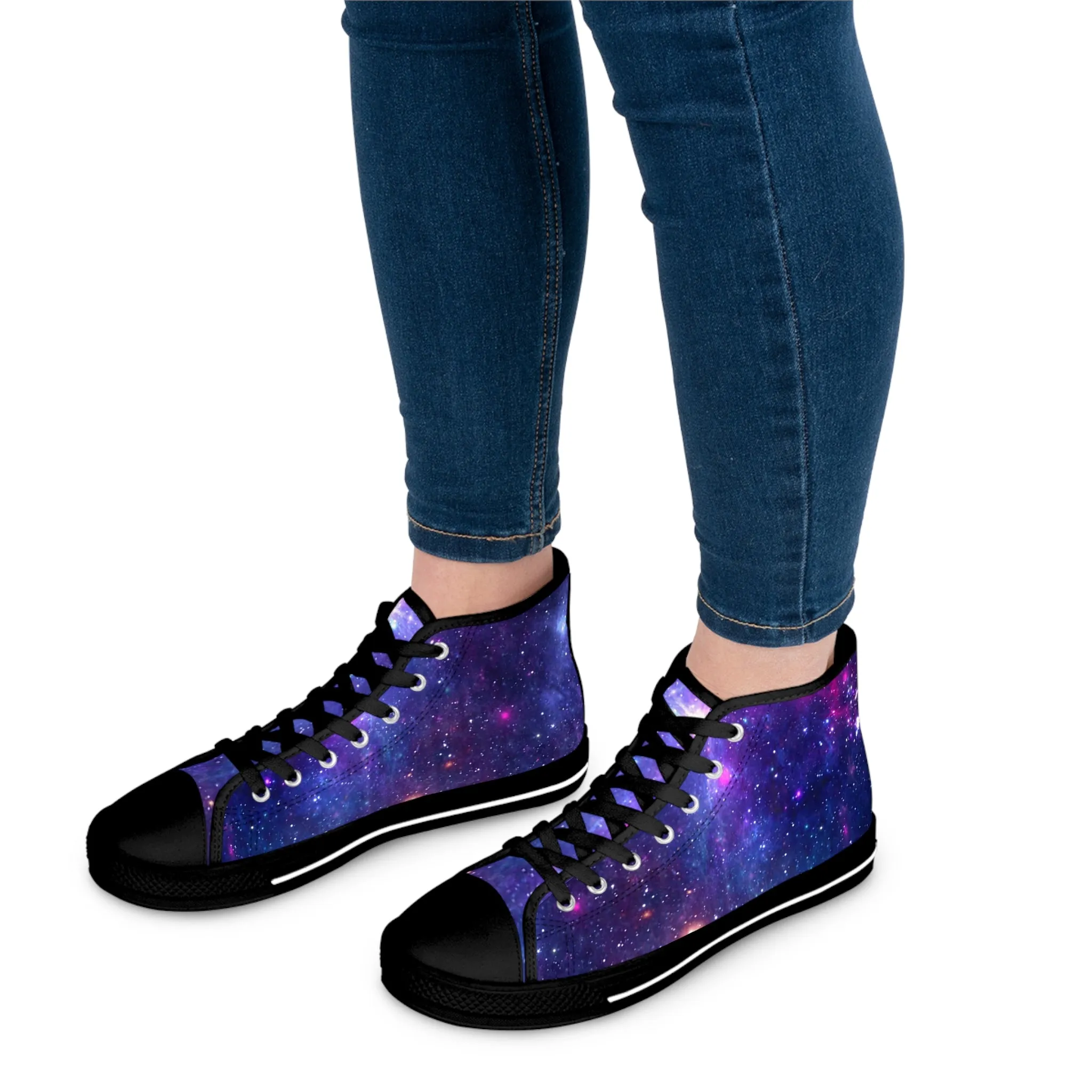 Purple Beyond the Stars Outer Space Out of this World Women's High Top Sneakers