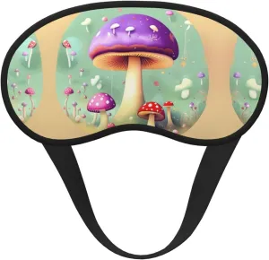 Purple Dream Mushroom Comfortable Satin Black Edged Sleep Mask for Light Blocking and Restful Sleep
