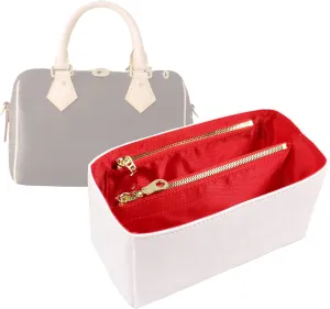 Purse Organizer Insert for handbag，Dupont paper Ultra-Light weight Bag Organizer Insert for LV Speedy 20 Waterproof (Small-white red)