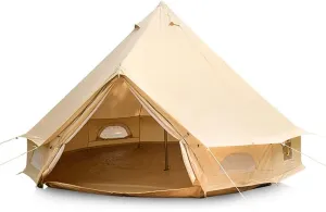 Pyramid Tent Yurt Tent Outdoor Family Camping Bell Tent with Stove Hole Camping Pyramid Tipi Tent in Groundsheet, Camping, Glamping, Festival, Luxury Teepee