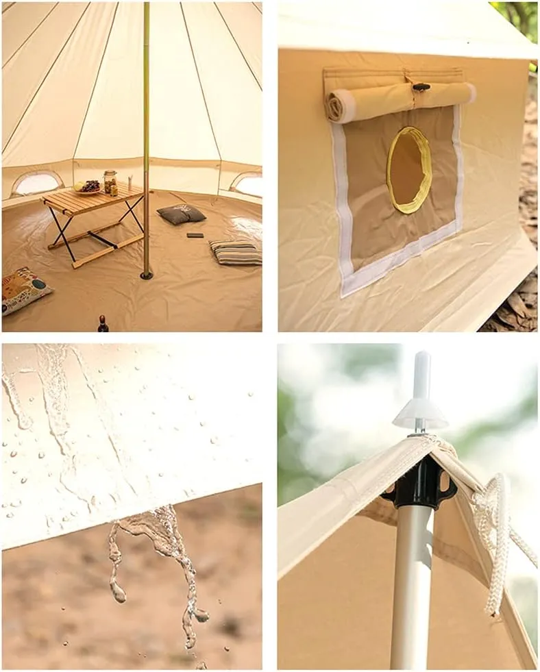 Pyramid Tent Yurt Tent Outdoor Family Camping Bell Tent with Stove Hole Camping Pyramid Tipi Tent in Groundsheet, Camping, Glamping, Festival, Luxury Teepee