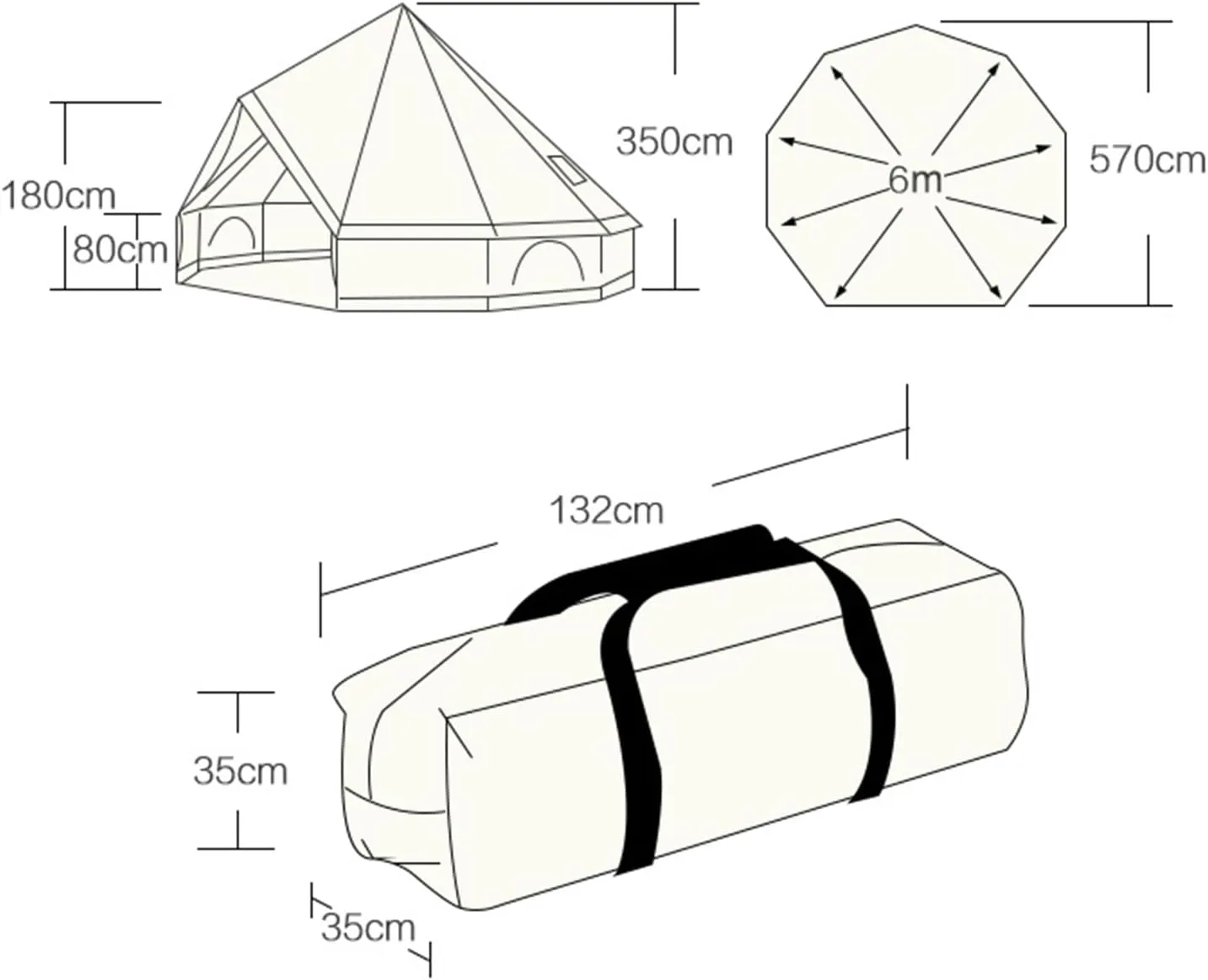 Pyramid Tent Yurt Tent Outdoor Family Camping Bell Tent with Stove Hole Camping Pyramid Tipi Tent in Groundsheet, Camping, Glamping, Festival, Luxury Teepee