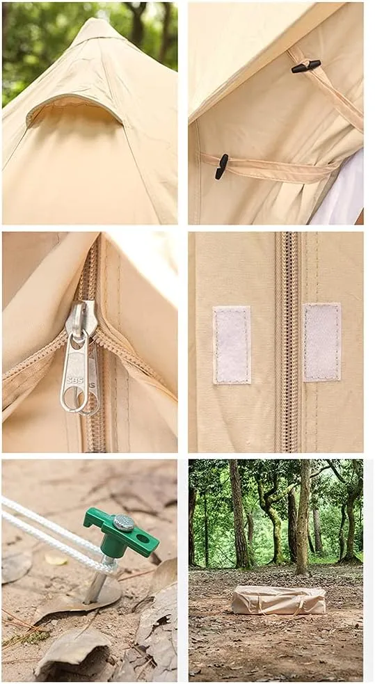 Pyramid Tent Yurt Tent Outdoor Family Camping Bell Tent with Stove Hole Camping Pyramid Tipi Tent in Groundsheet, Camping, Glamping, Festival, Luxury Teepee