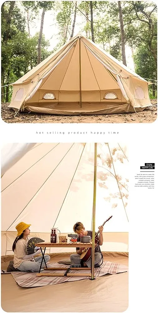 Pyramid Tent Yurt Tent Outdoor Family Camping Bell Tent with Stove Hole Camping Pyramid Tipi Tent in Groundsheet, Camping, Glamping, Festival, Luxury Teepee