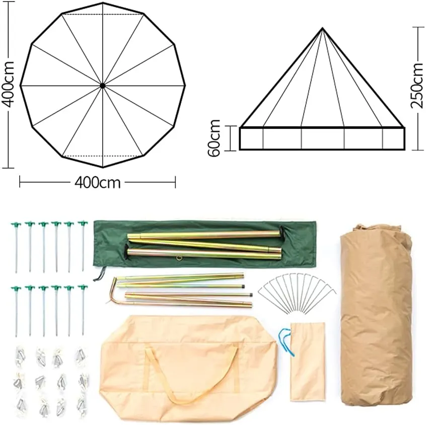 Pyramid Tent Yurt Tent Outdoor Family Camping Bell Tent with Stove Hole Camping Pyramid Tipi Tent in Groundsheet, Camping, Glamping, Festival, Luxury Teepee