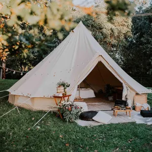 Pyramid Tent Yurt Tent Outdoor Family Camping Bell Tent with Stove Hole Camping Pyramid Tipi Tent in Groundsheet, Camping, Glamping, Festival, Luxury Teepee
