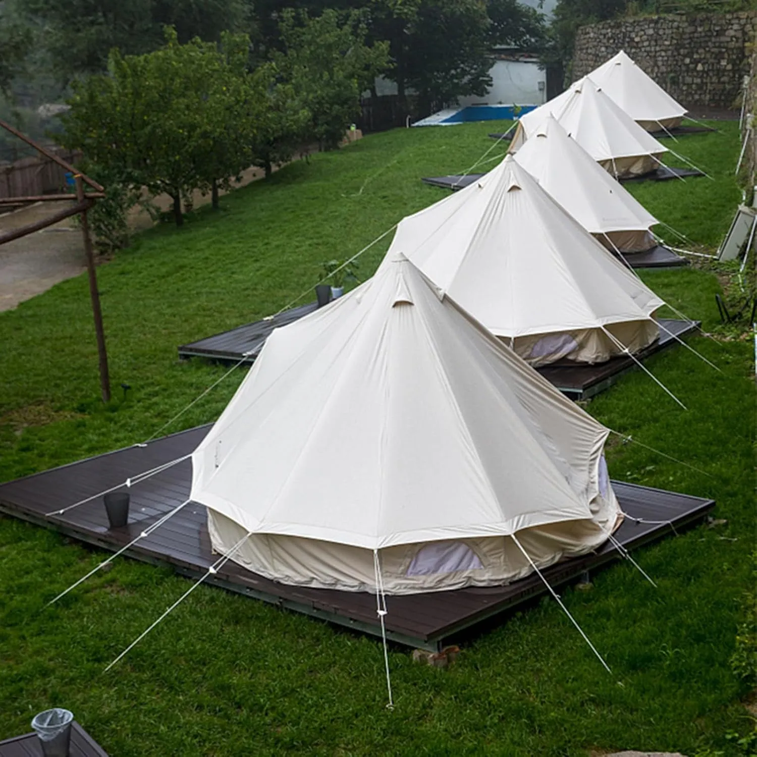 Pyramid Tent Yurt Tent Outdoor Family Camping Bell Tent with Stove Hole Camping Pyramid Tipi Tent in Groundsheet, Camping, Glamping, Festival, Luxury Teepee