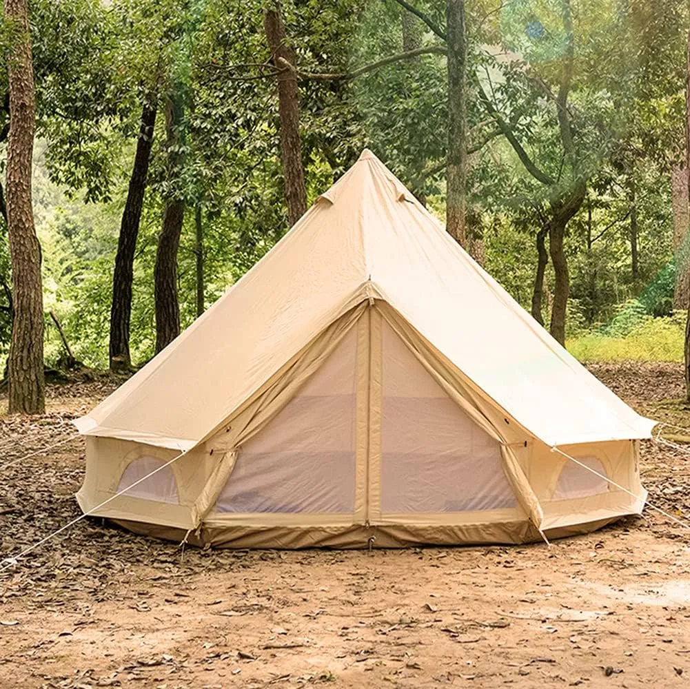 Pyramid Tent Yurt Tent Outdoor Family Camping Bell Tent with Stove Hole Camping Pyramid Tipi Tent in Groundsheet, Camping, Glamping, Festival, Luxury Teepee